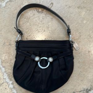 Coach black satin small evening bag